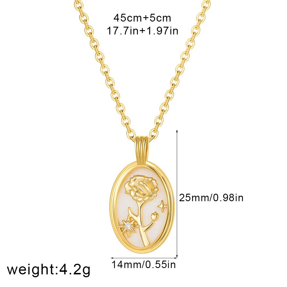 12 Birthstone Flower Collar Zircon Choker Necklace for Women Gold Plated White Shell Oval Pendant Necklace Charm Jewelry Gifts