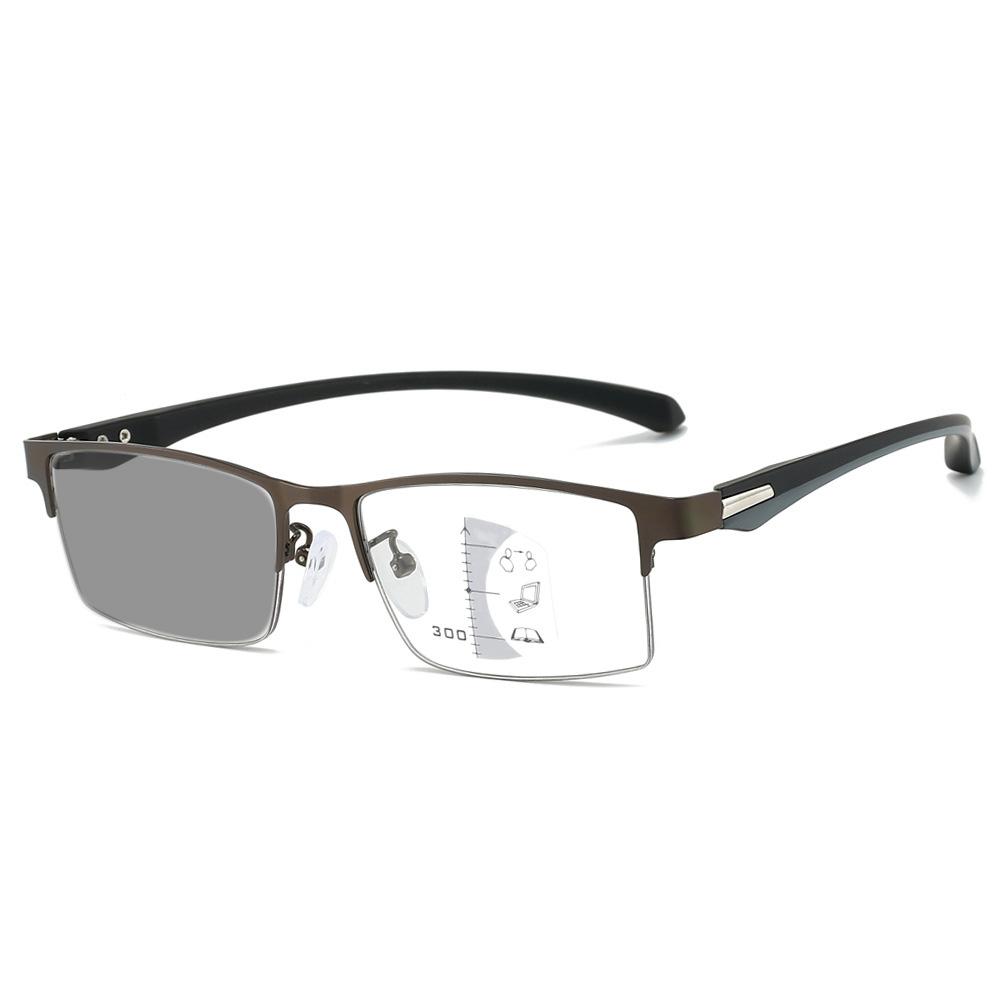 

Personality Half Frame Business Photochromic Multifocal Reading Glasses Both Near And Far Anti-Blue Light Far Sight Eyeglasses 4.0