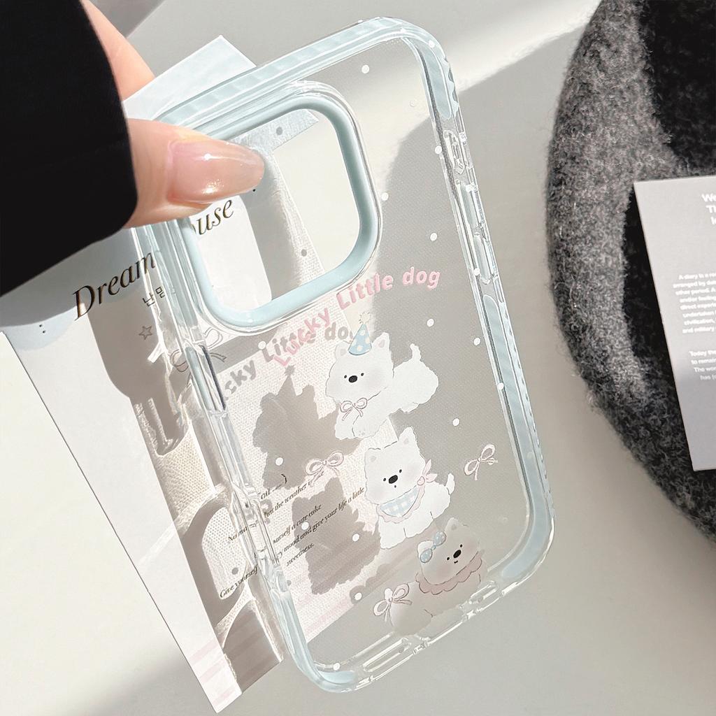 Sweet Cartoon Puppy IPhone 16promax Apple 15 Mobile Phone Case Suitable for 14 Korean 13 Transparent 11 Silicone