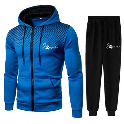 Conjunto de chándal para hombre, sudaderas con capucha y pantalones de chándal, ropa deportiva informal con cremallera, ropa de calle, chaquetas de talla grande, otoño e invierno