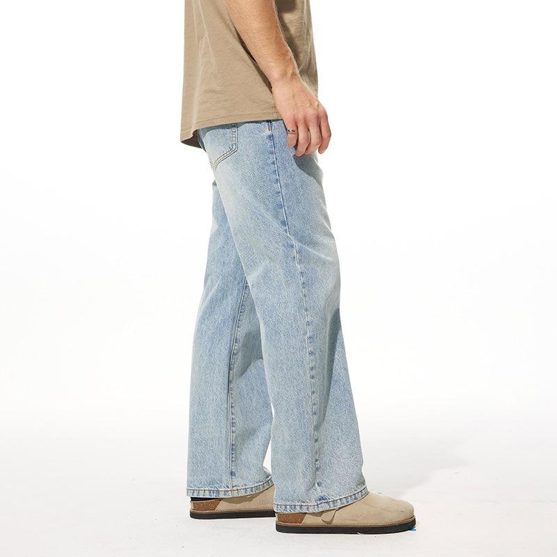 New Spring and Summer Style Men's Denim Loose High Street Straight Micro-flare Jeans Long