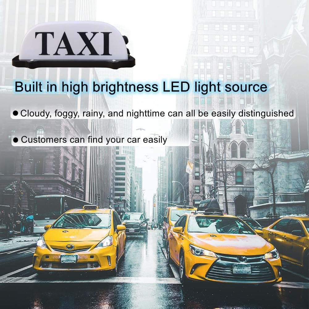 USB Rechargeable Battery Taxi Sign Light,Roof Taxi Sign with Magnetic Waterproof Taxi Cab Roof Top Illuminated Sign