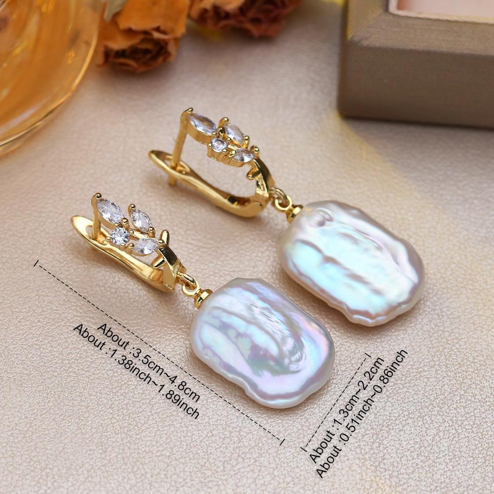 SENIKO Natürliche Süßwasser Große Barocke Perle Ohrringe Mode Zirkonia Perle Ohrringe Für Frauen Partei Schmuck