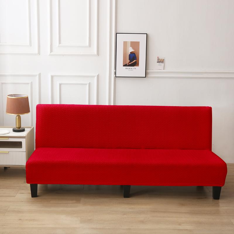 Jacquard Sofa Bed Cover High-quality Polar Fleece Fabric Armless Sofa Bed Cover Without Armrest For Living Room Stretch Folding