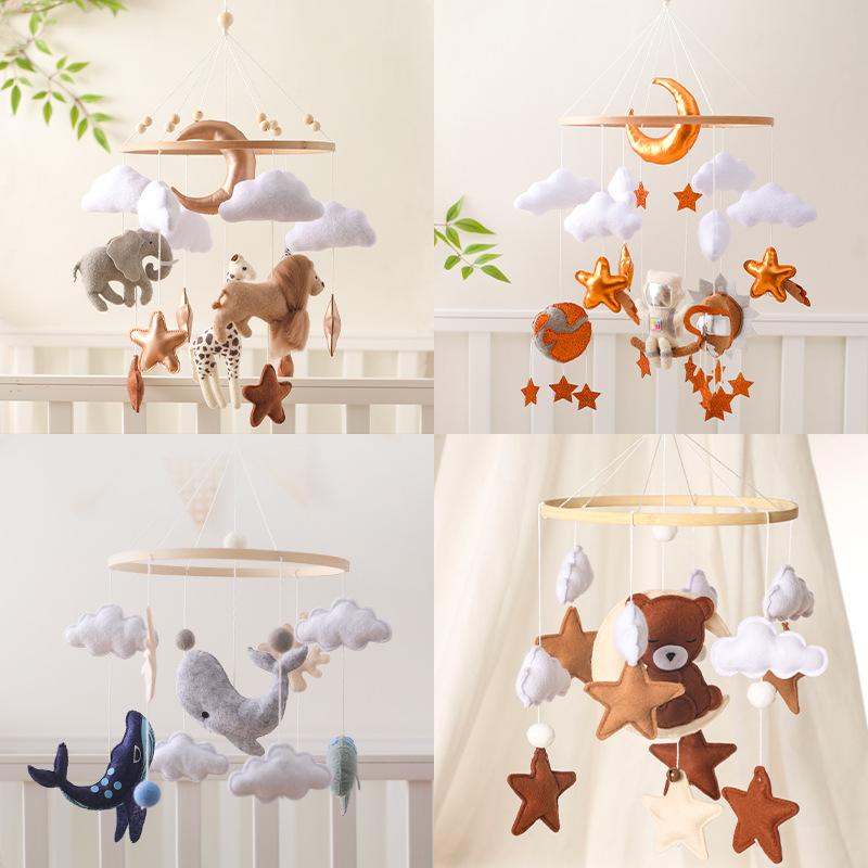 Felt Animal Crib Mobile Hanging Ornament, Baby Crib Stroller Hanging Toy, Hand-Eye Coordination Crib Bell