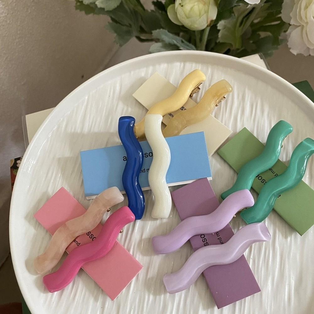 2pcs/set Candy Color Wave Hair Clips Hairpin Korean Girls Side Clip Hair Accessories