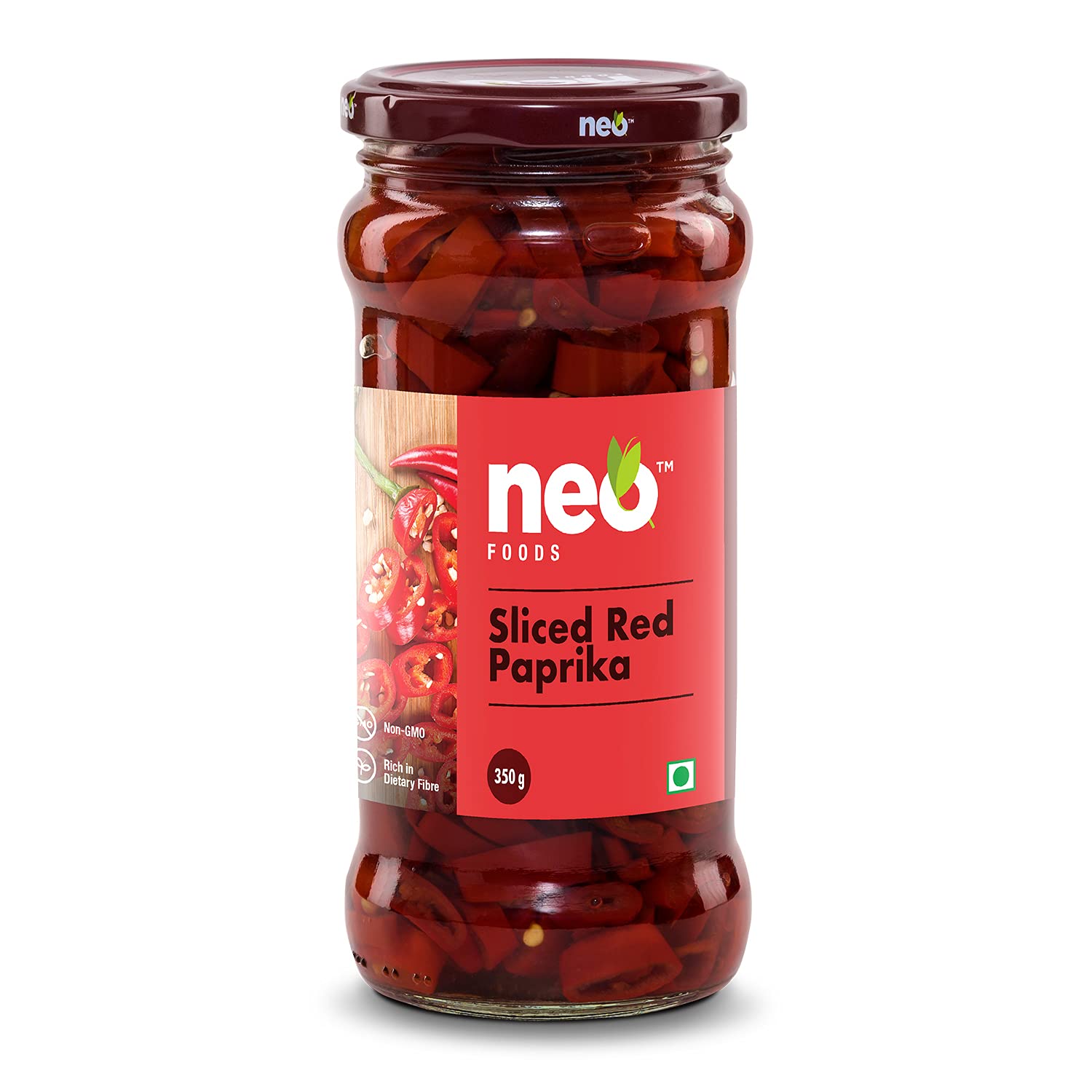 

Neo Sliced Red Paprika 350g I 100% Plant Based I Ready-to-Eat Fibre-Rich Topping for Pizza, Pasta, Burger, Snacks and Salads I (Pack of 1)