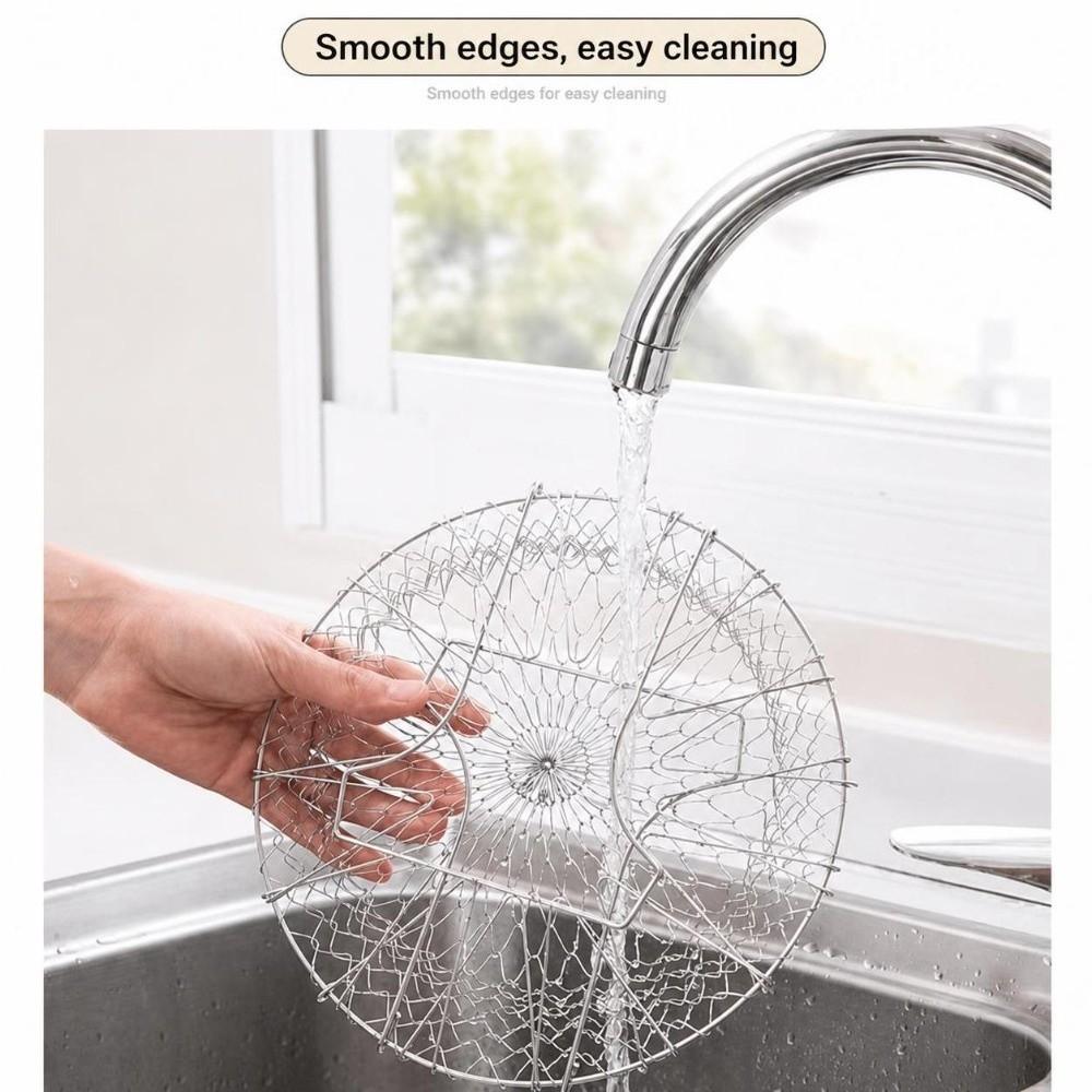 Silver Deep Fry Basket Foldable Design Fry Basket  Frying Foods Washing Fruits Boiling