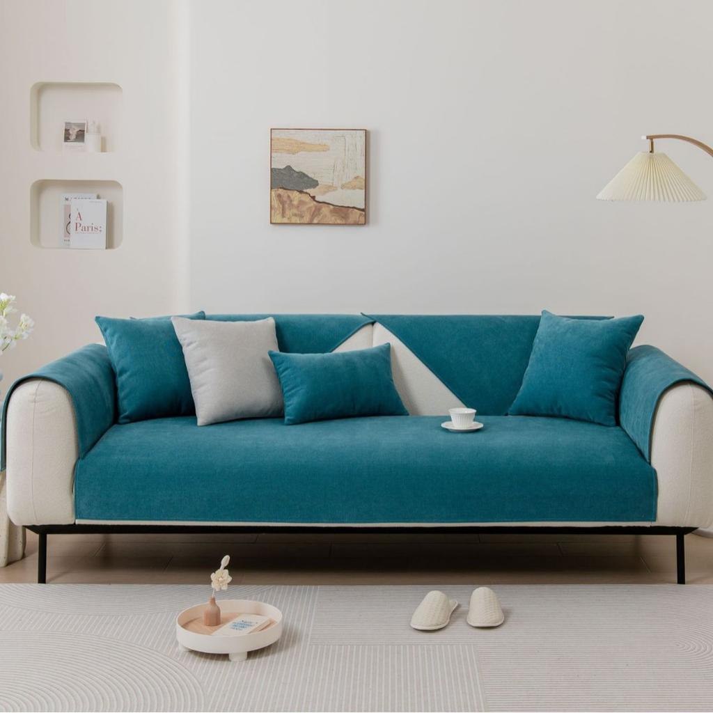 Solid Color Linen Sofa Cover New Modern Simple Comfortable Soft All Season Universal Anti Slip Skin Friendly Soft Sofa Cushion