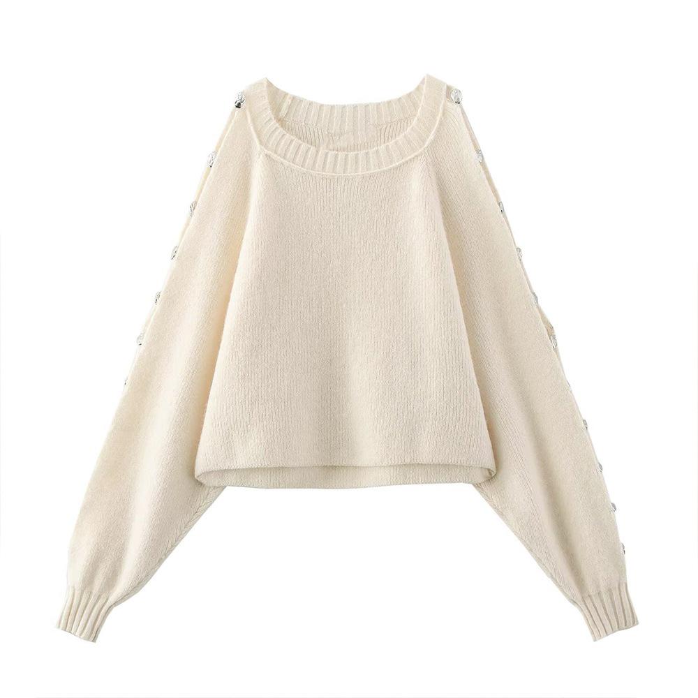 TAOP&ZA Women's Crew Neck Long Sleeve Knitted Pullover Sweater