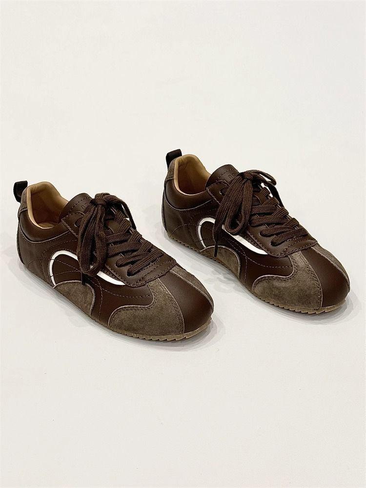 Retro Farbblock Flache Silberne Sneaker für Damen – 2025 Atmungsaktive Vielseitige Lässige Skate-Schuhe