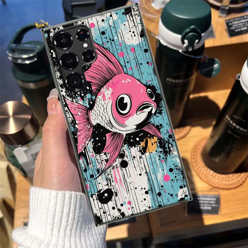 Pop Art Zeichenideen Fisch Hüllen Handyhülle für Samsung Galaxy S26 Ultra S25 Edge S24 S23 FE S21 Plus S20 S22 S10 Hülle TPU Capa