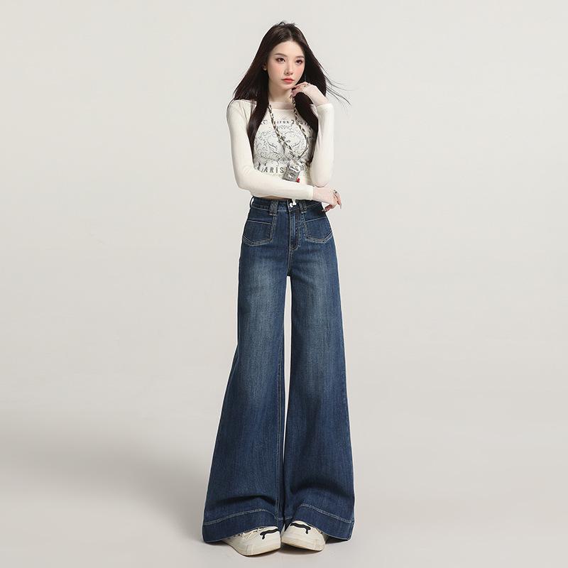 

Women s Autumn Wide-Leg Jeans: High-Waisted, Slimming, and Floor-Length for a Hot American Girl Look XL
