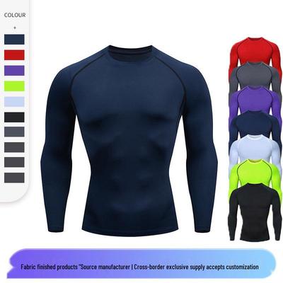 Herren Langarm Schnelltrocknendes Enganliegendes Laufshirt - Elastisch, Unifarben, Atmungsaktiv, Rundhals Fitnessbekleidung