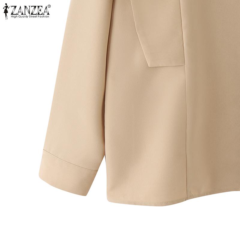 ZANZEA Women Shirt Collar Ruffle Long Sleeve Shirts