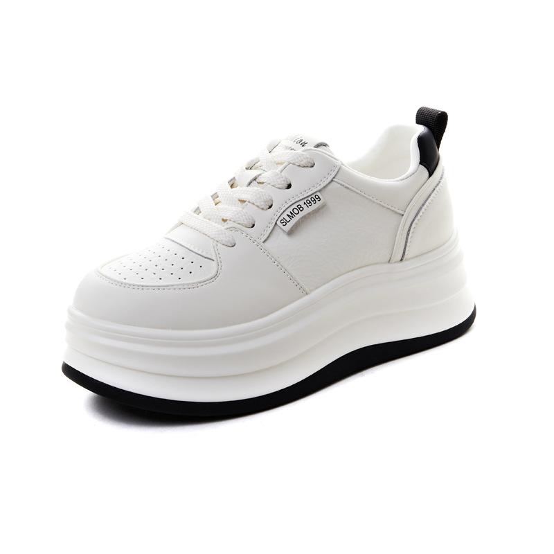 Leather little white shoes women's summer mesh single shoes muffin platform sports shoes small casual shoes tide