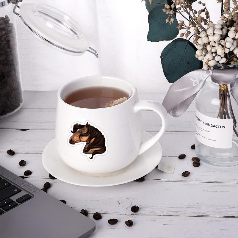 60Pcs Cute Cartoon Galloping Horse Graffiti Stickers Pvc Waterproof Horse Racing Stickers Notebook Luggage Decoration Decal Gift