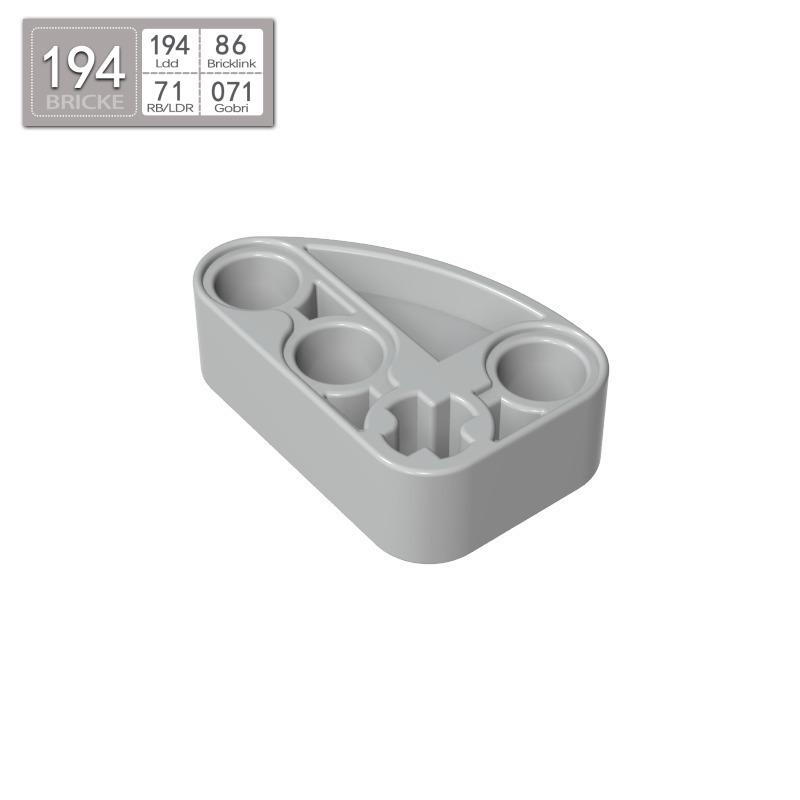 BRICKE 2x3 Curved Arm with Axle Hole, Compatible with LEGO 71708 Building Blocks. Piece светло-серый