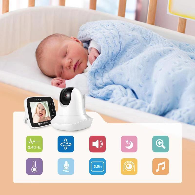 EU 3.5 inch Baby Monitor M935 Infrared Night Vision Wireless Video Color Monitor Lullaby Remote Pan-Tilt-Zoom Talk BackAA