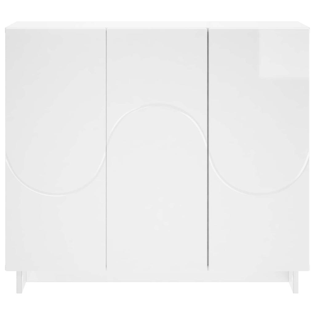 High Gloss White Sideboard 85.5 X 31 X 75 Cm Engineered Wood