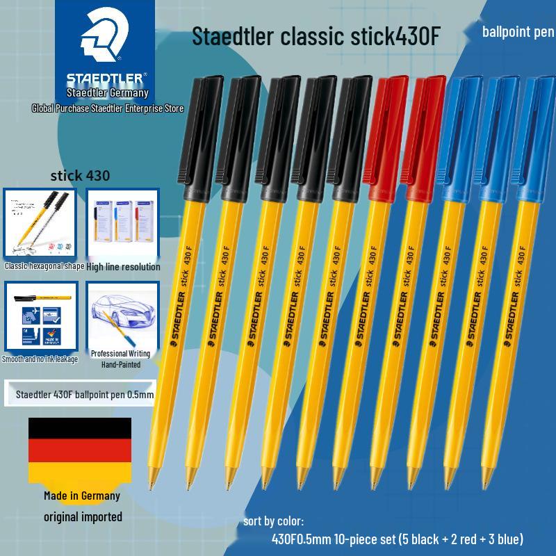 German Warrior Armor Ballpoint Pen - Classic Stick 430, 0.5/0.7mm, Red/Blue/Black Ink