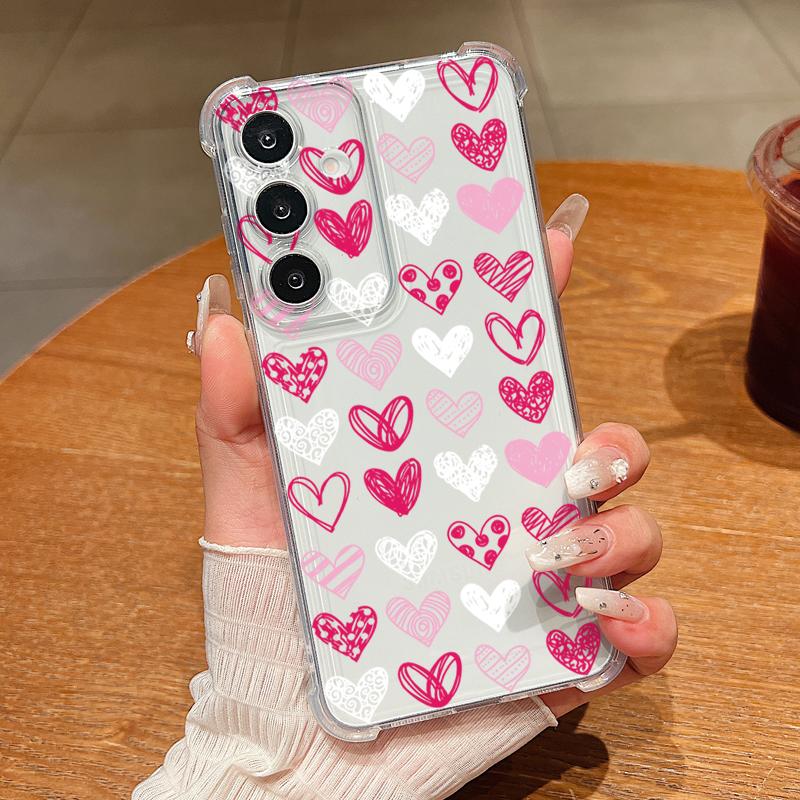 Colorful Hearts Pattern Phone Case For Samsung Galaxy S26 S25 S24 S23 Ultra S22 Plus S21 S24 S25 FE Clear Shockproof Soft Cover