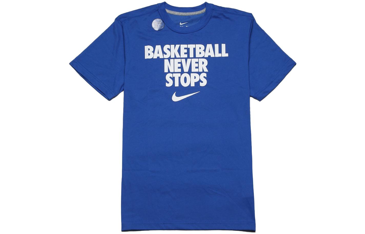 

Nike T Shirts Men s Blue Crew Neck Moderate Straight Fit 524306-476 M