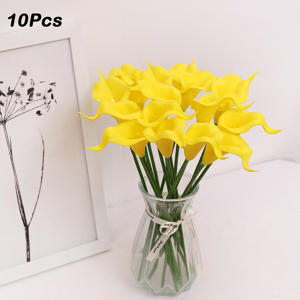 10Pcs Lifelike Artificial Calla Lily Bouquet Decorative Artificial Flowers Real Touch Calla Lily Durable Fake Calla Lily