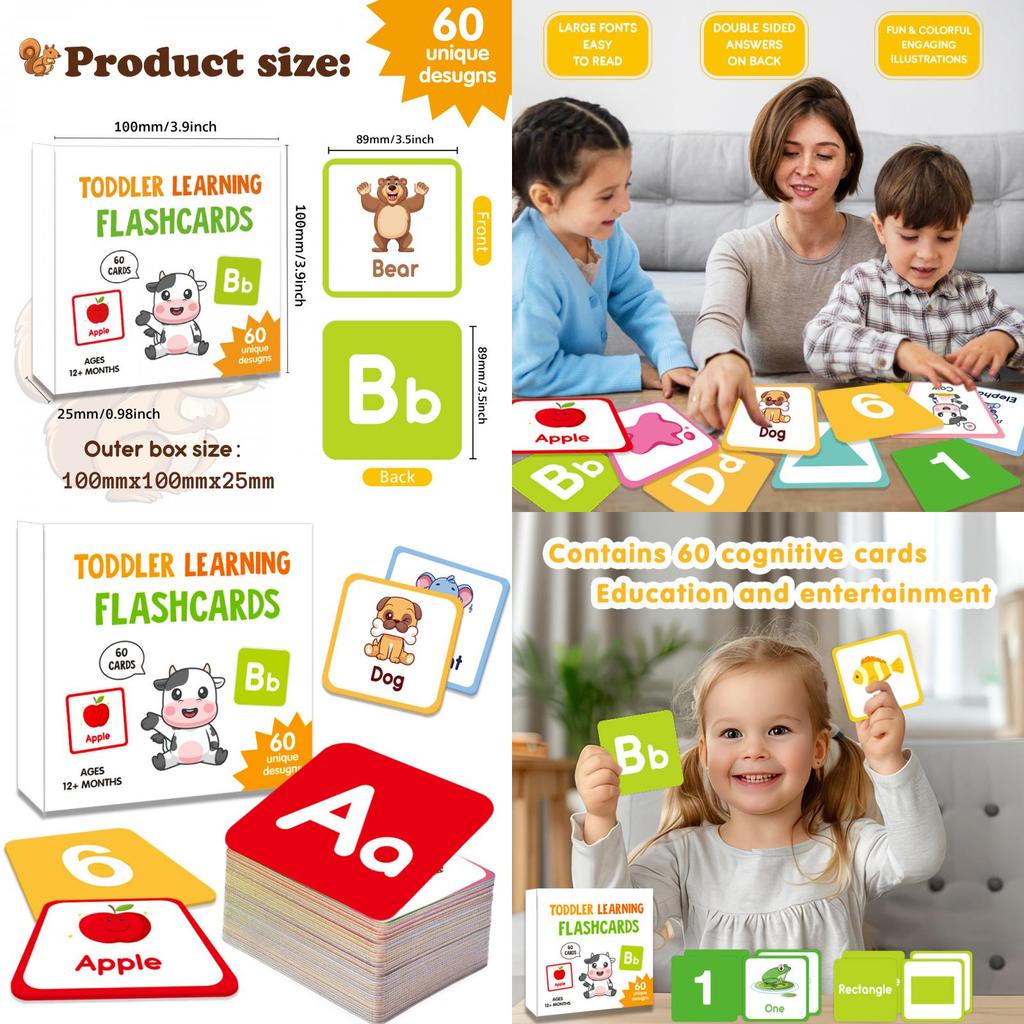 Educational Animal Flash Cards For Kids With English Letters Learning Set For Early Education