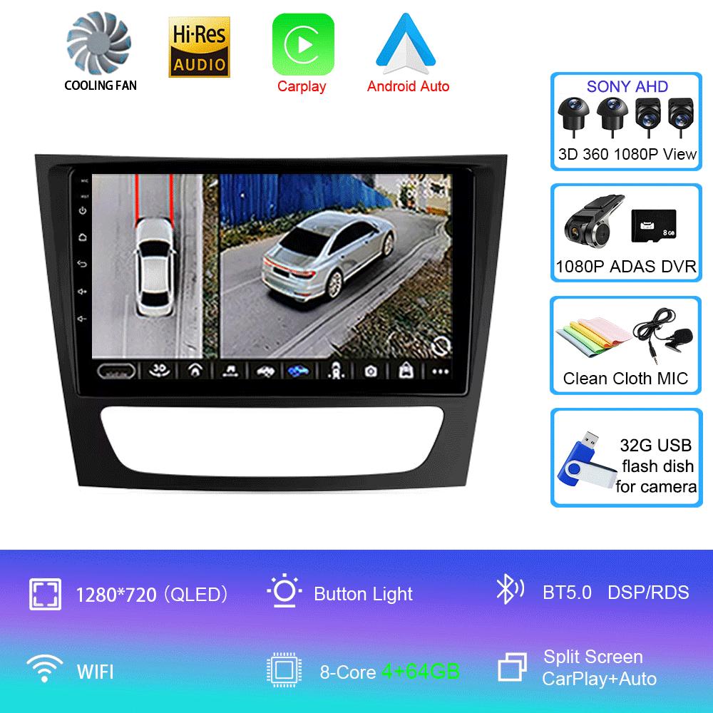 Android 14 Carplay Mașină Pentru Mercedes Benz E-class W211 E200 E220 E300 E350 E240 E270 E280 CLS CLASS W219 2 din Stereo Multimedia