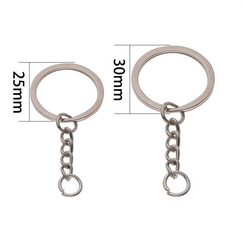 10pcs/lot Flat Key Chain Key Ring Keychain Long Round Split Keyrings Keychain For Jewelry Making Accessories Wholesale