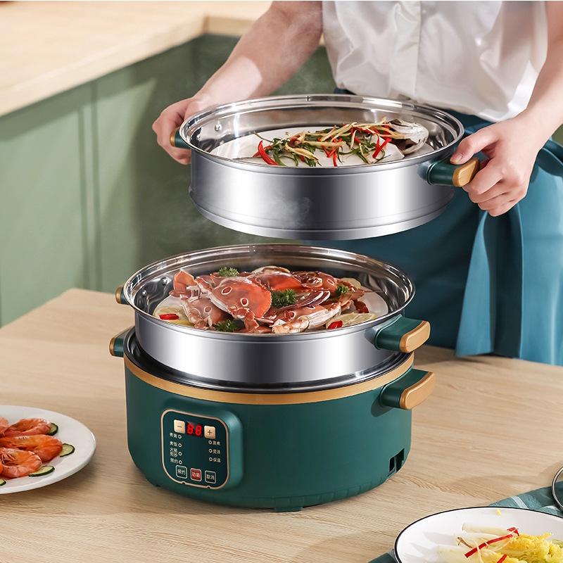 Multifunctional Electric Three-Layer Steamer and Hot Pot with Automatic Power-Off and Timer