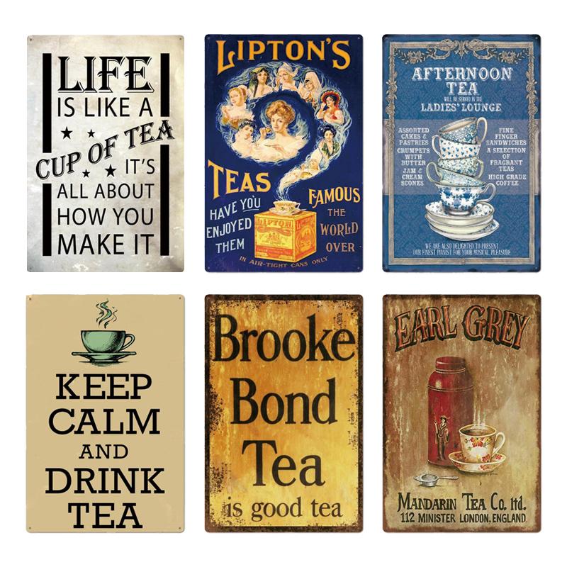 Tee Bar Wand Dekor Poster Platte Zeichen Plaque Metall Tee Haus Eisen Malerei Vintage Meer Shabby Chic In Küche Dekorativ
