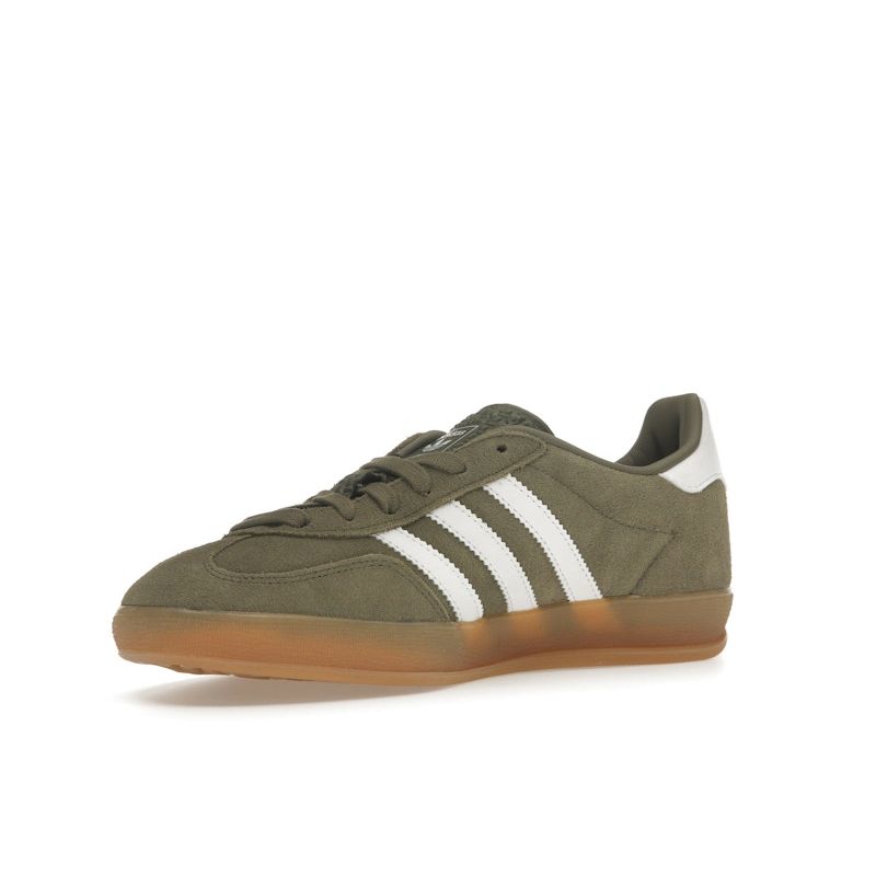 Adidas Gazelle Indoor Olive Strata Unisex Sneakers Green Cloud-White Gold-Metallic JQ0174