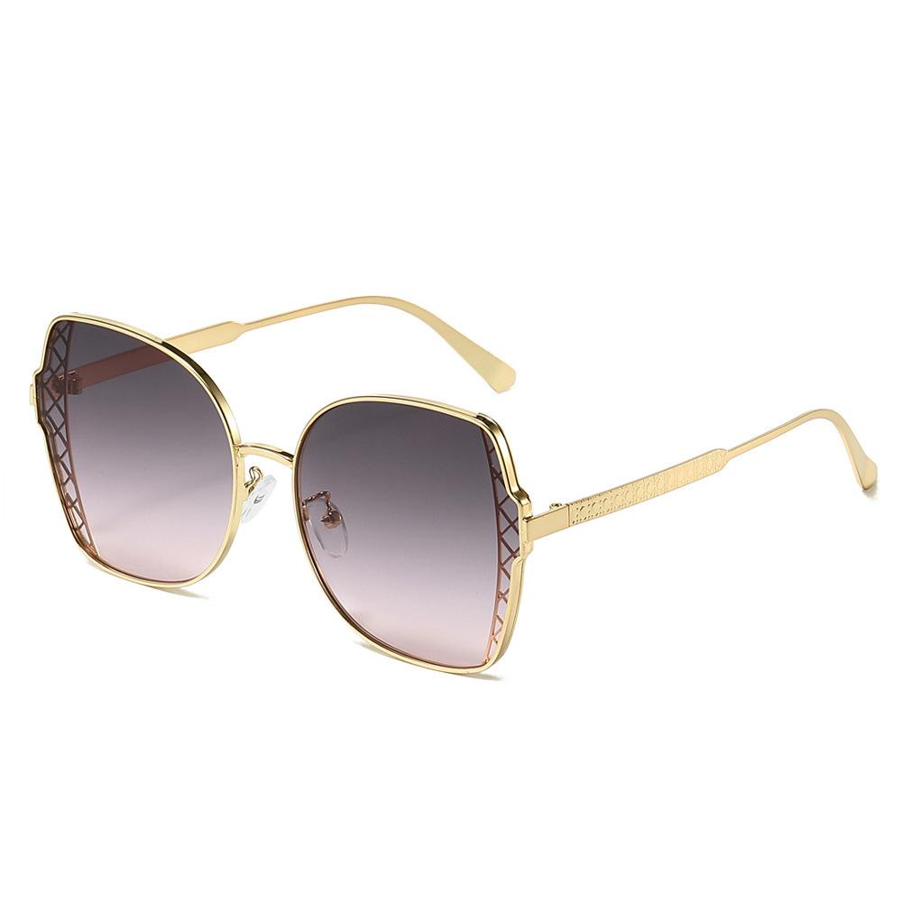 Retro Large Frame Polygon Gradient Women Sunglasses  Now Pearl Decorative Frames Personality Casual Men Sun Glasses Uv400