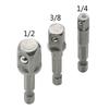 3 Pcs Drill Socket Adapter Impact Drill Extension Drill Bits Bar Socket Adapter 1/4 3/8 1/2 Size Hex Shank Square Head Drill Bit