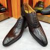 Fashion Luxury Mens Business Genuine Leather Oxfords Fashion Wedding Shoes Lace-up Pointed Toe Black Coffee Brogues Dress Shoes