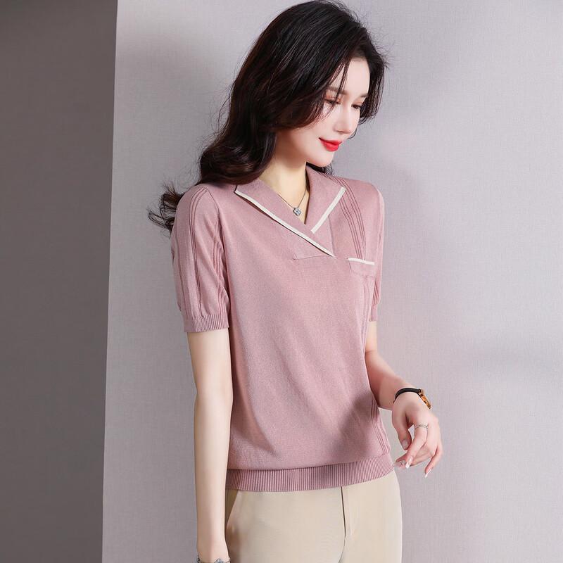 Mothers' Summer Loose Ice Silk Short Sleeve T-Shirt