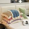2PCS Winter Milk Fleece Pillowcase Thickened Pair 48x74CM Lace Solid Color Girls Pillowcase