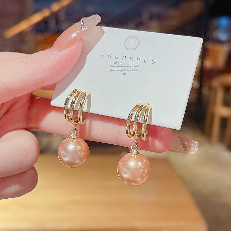 Korean High-End S925 Silver Pearl Pendant Earrings - French Fairy Style