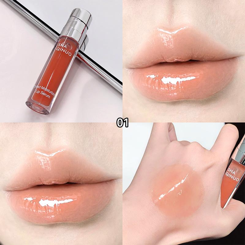 SHAQINUO Tinted Lip Serum 2.6g Deep Moisturizing Hydrating Tinted Lip Gloss Watery Glossy Mirror Finish Natural Nude Makeup
