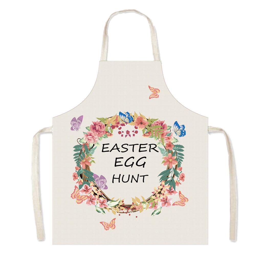 Easter Pattern Kitchen Apron for Women Men Home Cooking Sleeveless Aprons Gnome Rabbit Print Bibs Baking Accessories