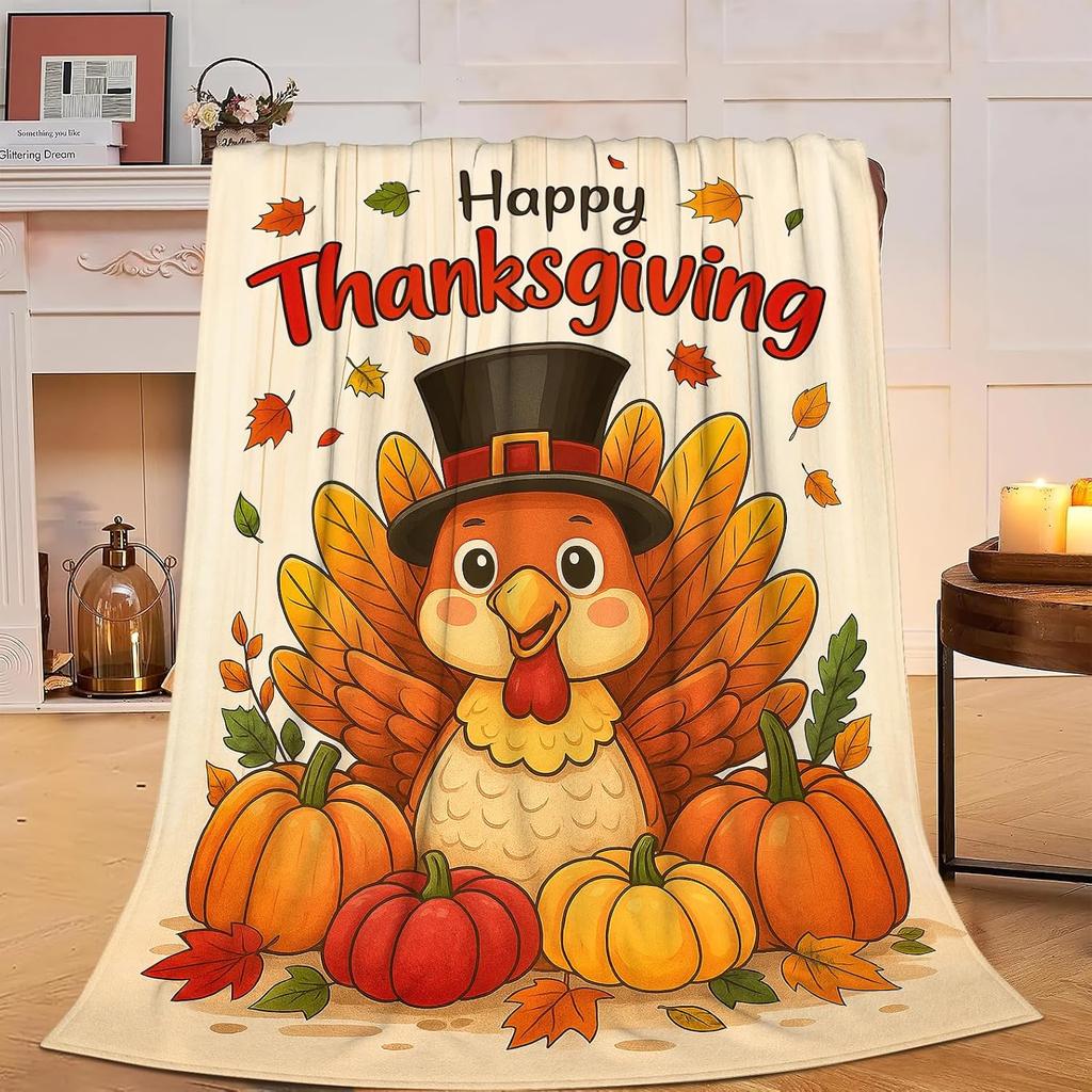 Thanksgiving Turkey Blanket Super Soft Warm Fluffy Fleece Flannel Throw Blanket Cozy Fuzzy Plush Stuff Bedding Blankets Gifts for Women Kids Boys Girl