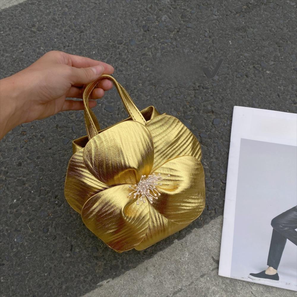 New Chinese-Style Floral Bucket Bag Flower French Mini Tote Bag Drawstring Bucket Purse Women