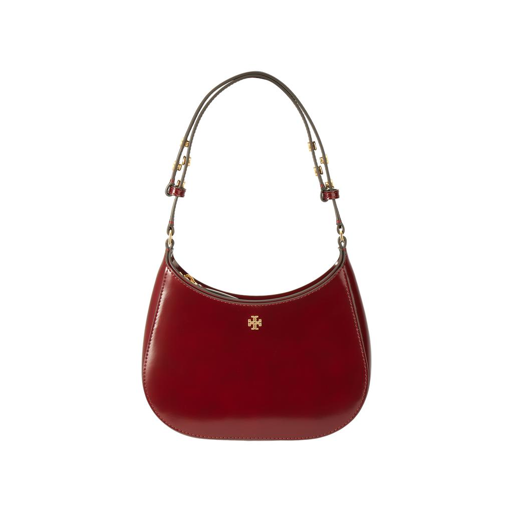 Tory Burch Emerson Minimalist Casual Zipper Leather Crescent Bag Women Handbags Burgundy 147940-627