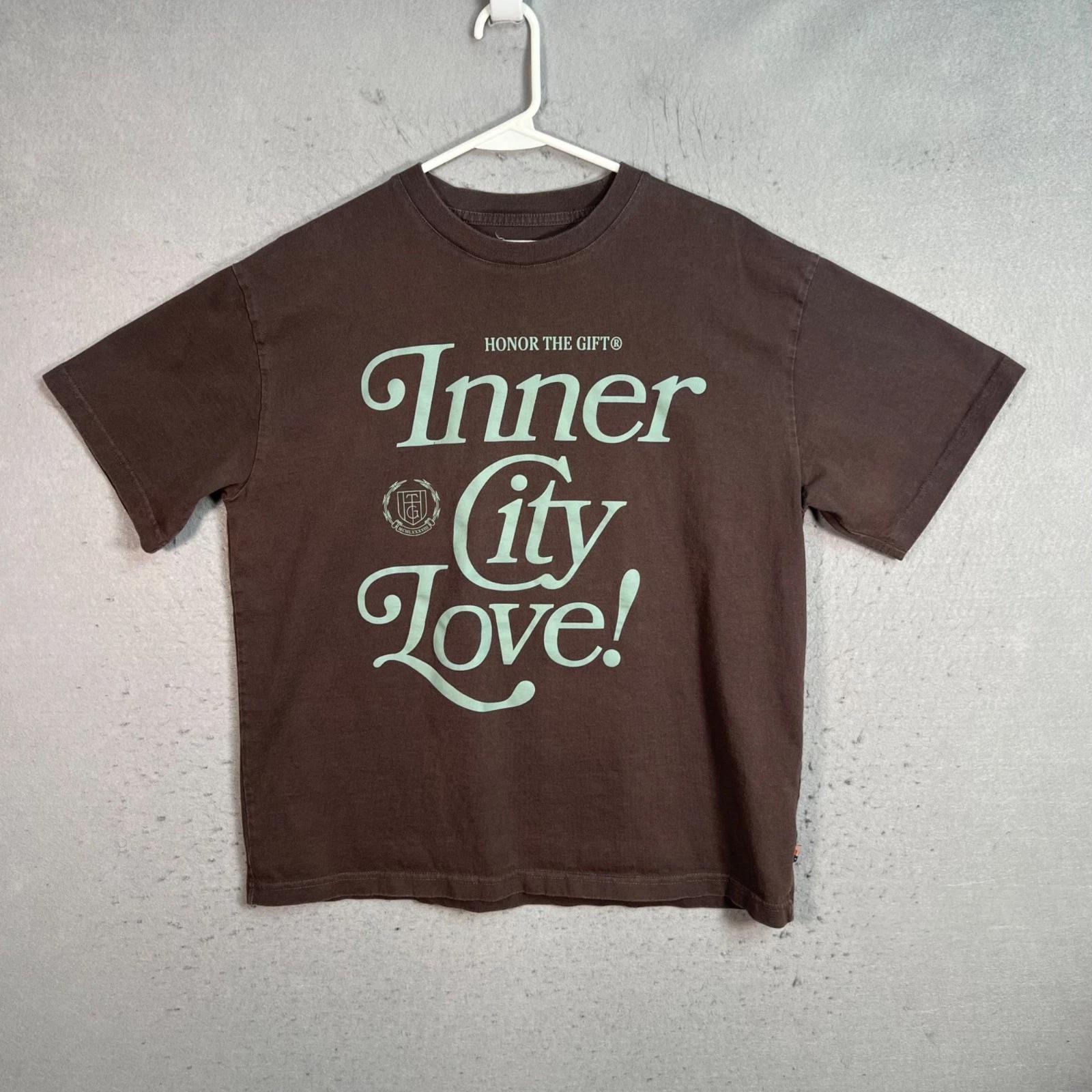

Honor The Gift Inner City Love T-Shirt Brown Mens Size Medium 4XL
