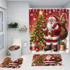 Christmas Santa Claus Shower Curtain Bath Sets Non-Slip Bathroom Rug Toilet U With 12 Hooks Bathroom Decor And Accessories