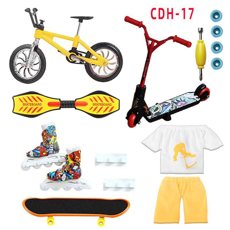 Mini Finger Bike, Skateboard, Scooter & Pants Toy Set