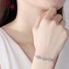 S925 Sterling Silver Moissanite Bracelet for Women, New Korean Style Fashionable Bamboo Round Bag Bracelet with Empty Support Silver Ornaments