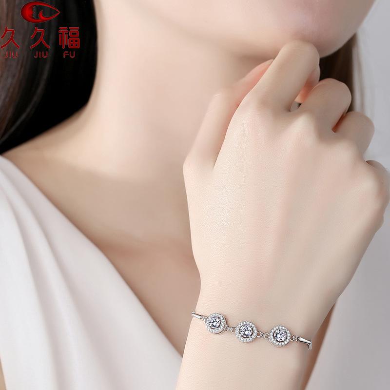 S925 Sterling Silver Moissanite Bracelet for Women, New Korean Style Fashionable Bamboo Round Bag Bracelet with Empty Support Silver Ornaments